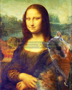 Mona Lisa squirrel photobomb